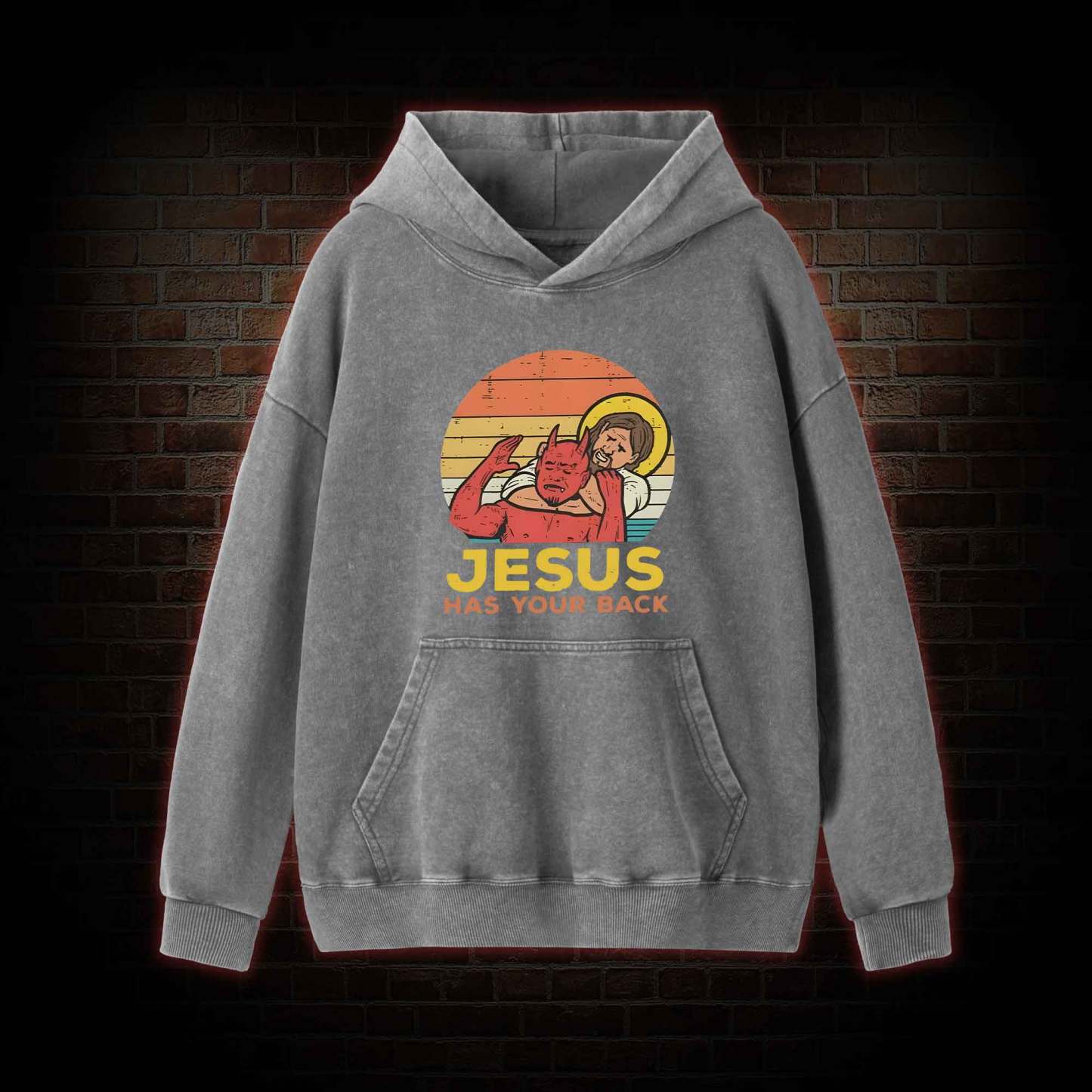Jesus Has Your Back Washed Hoodie