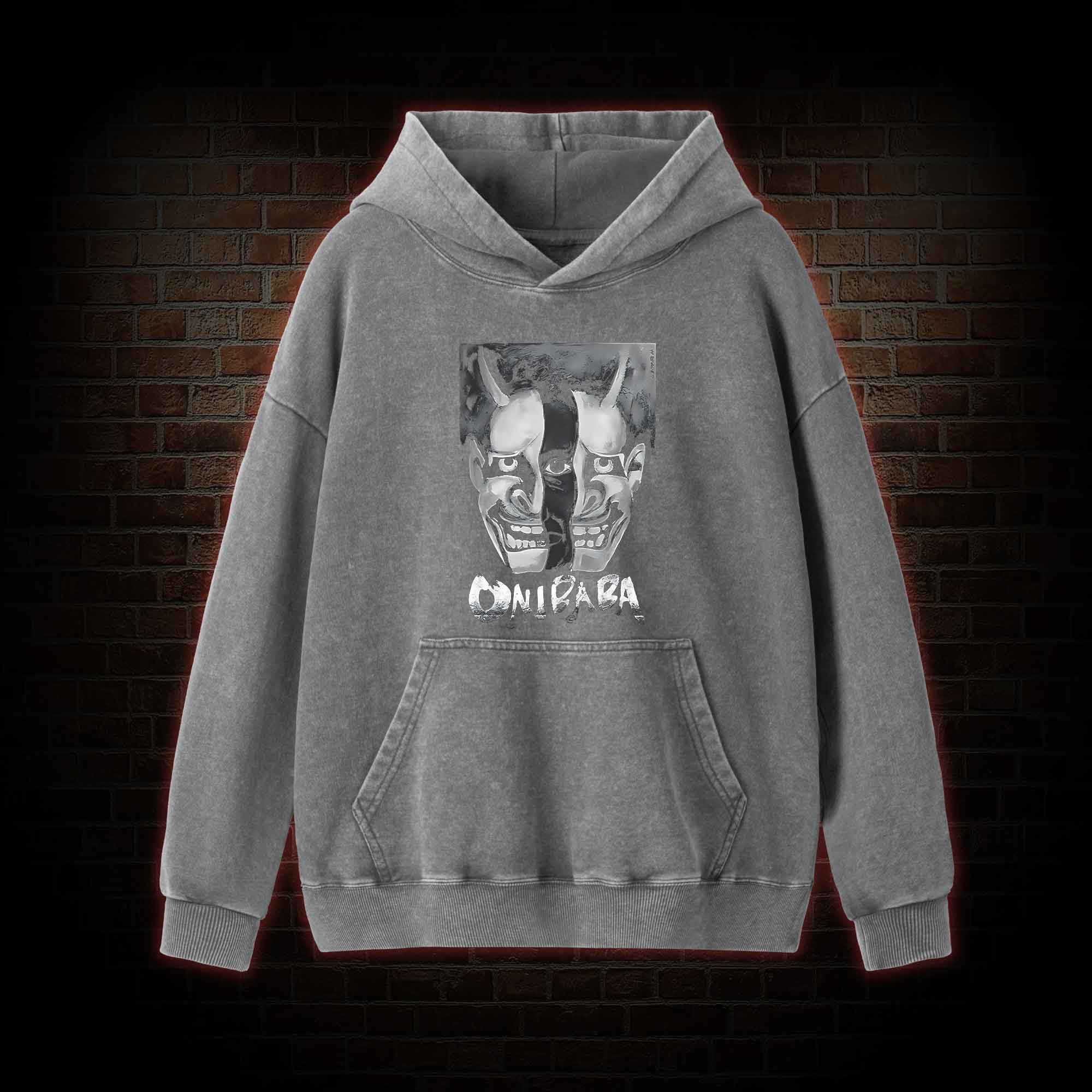 Bizarre Samurai Mask Washed Hoodie