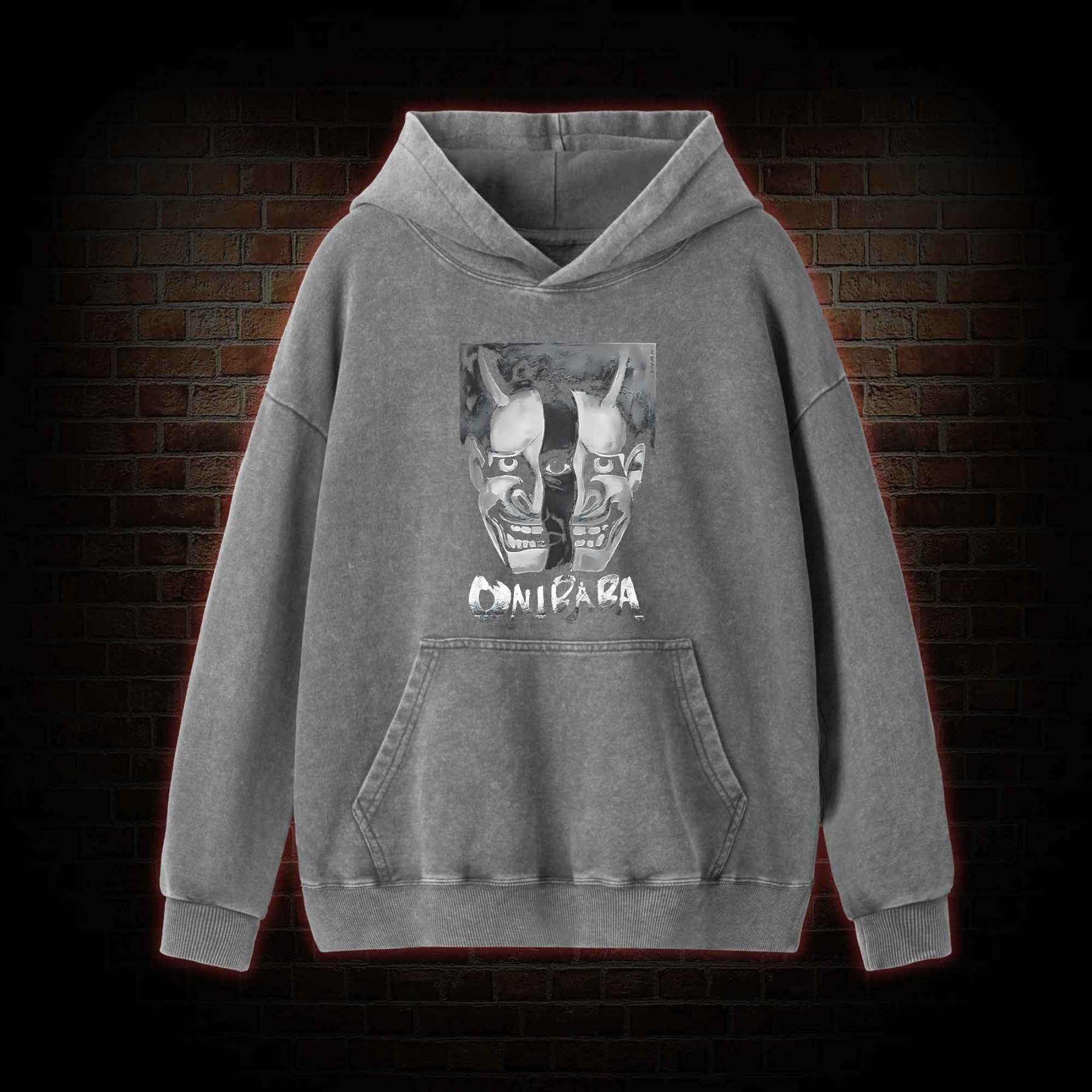 Bizarre Samurai Mask Washed Hoodie