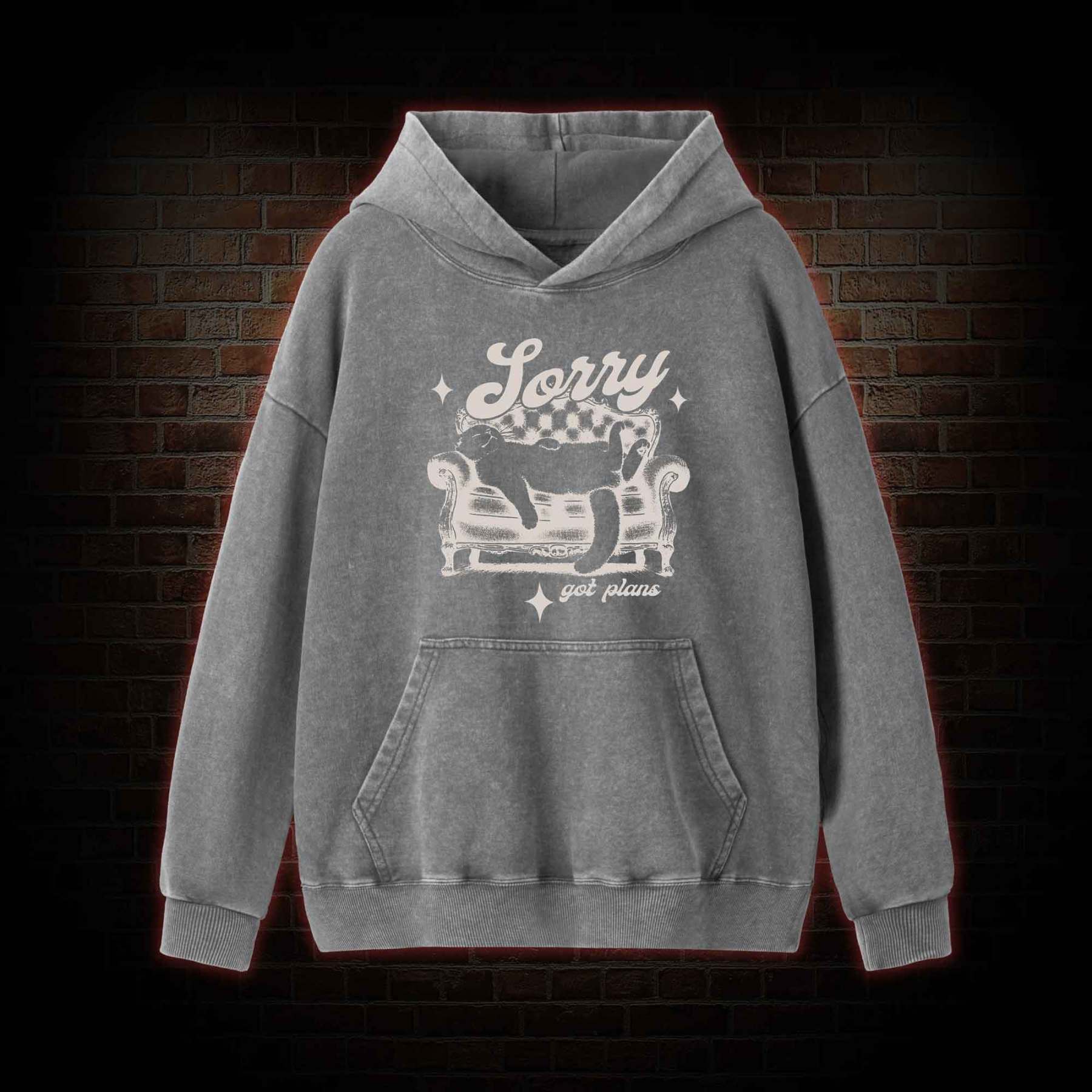 Sorry Got Plan Washed Hoodie