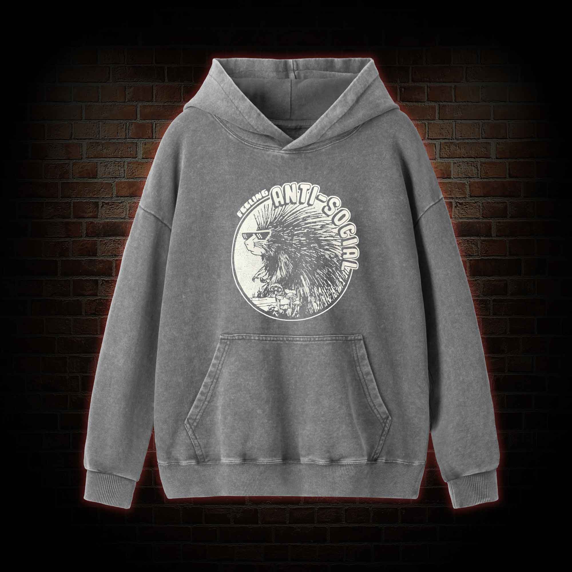 Feeling Anti-Social Washed Hoodie