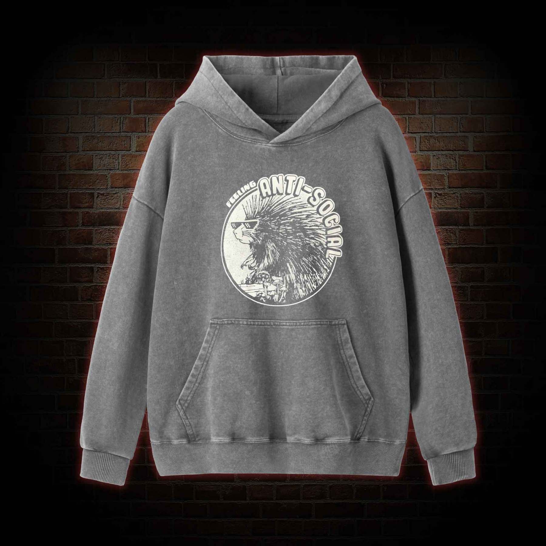 Feeling Anti-Social Washed Hoodie