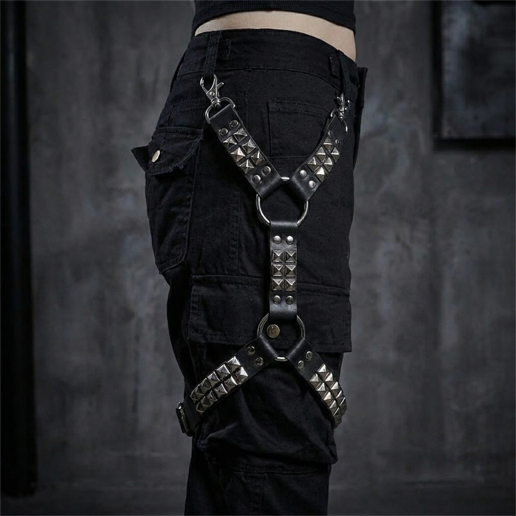Punk Goth Rock Studded Thigh Harness
