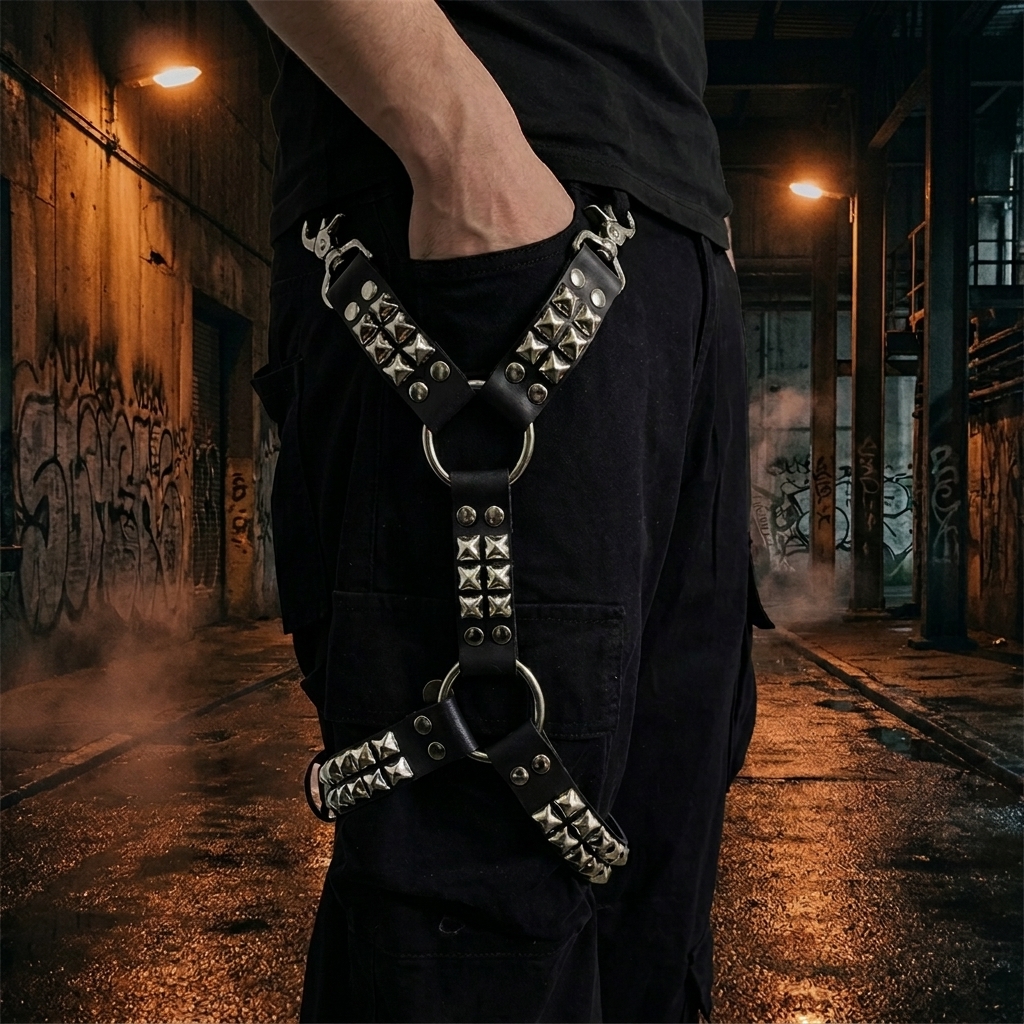 Punk Goth Rock Studded Thigh Harness