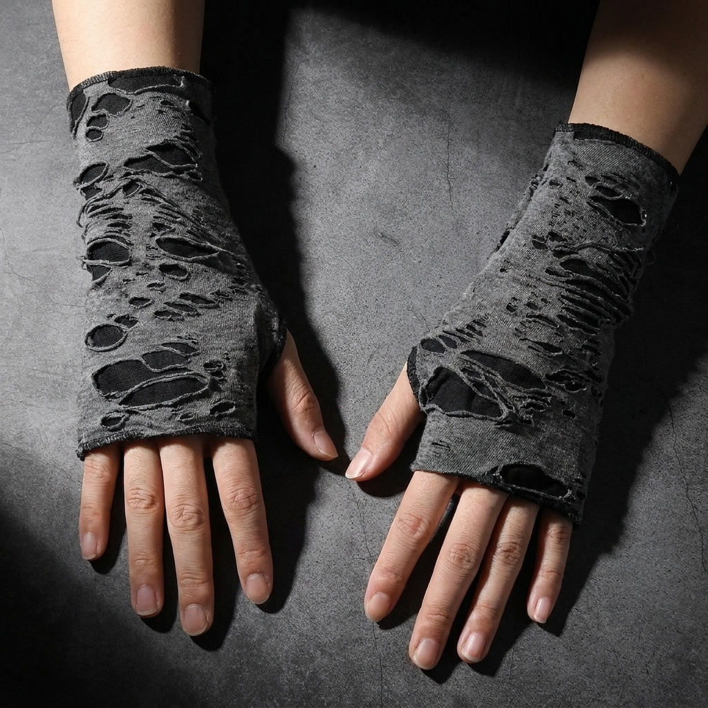 Distressed Dark Gloves