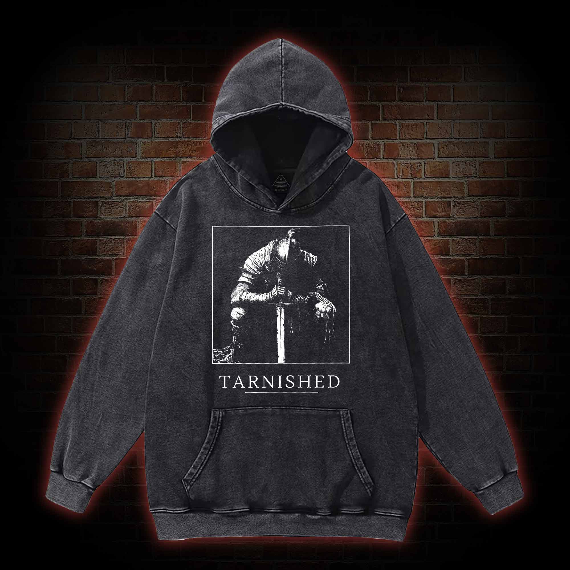 Dark Knight With Sword Washed Hoodie