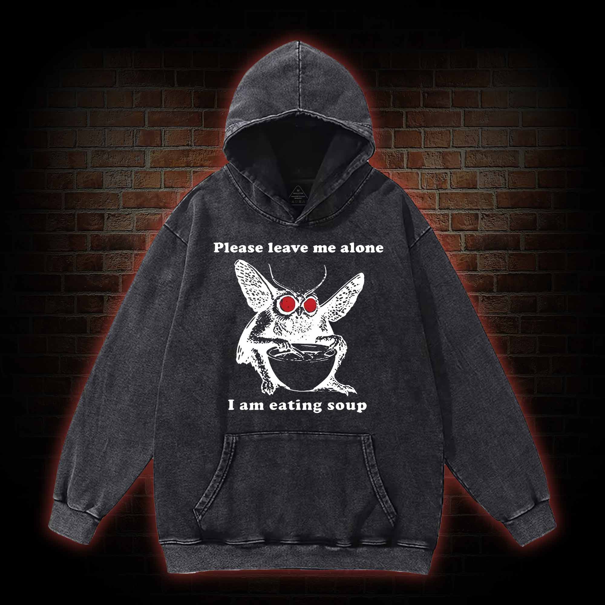 Mothman Eating Soup Washed Hoodie