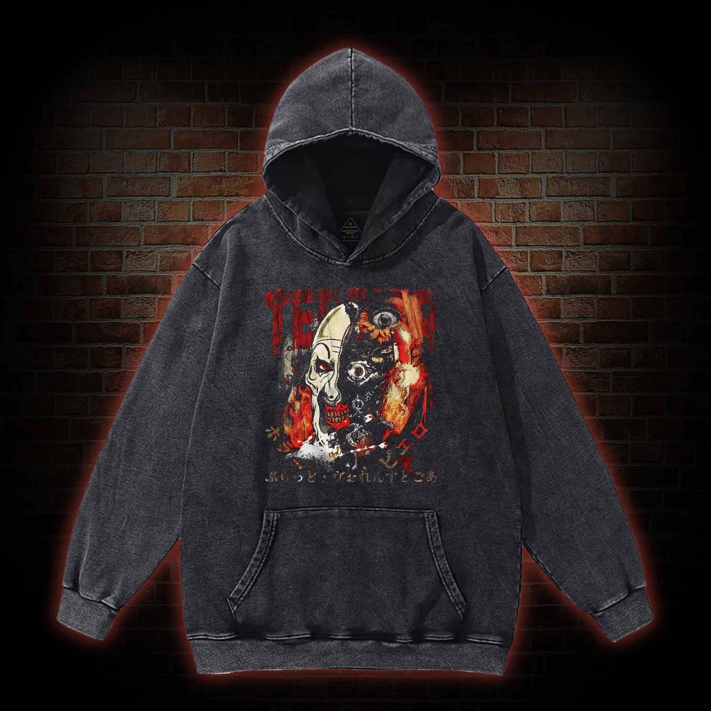 Crazy Clown Horror Washed Hoodie