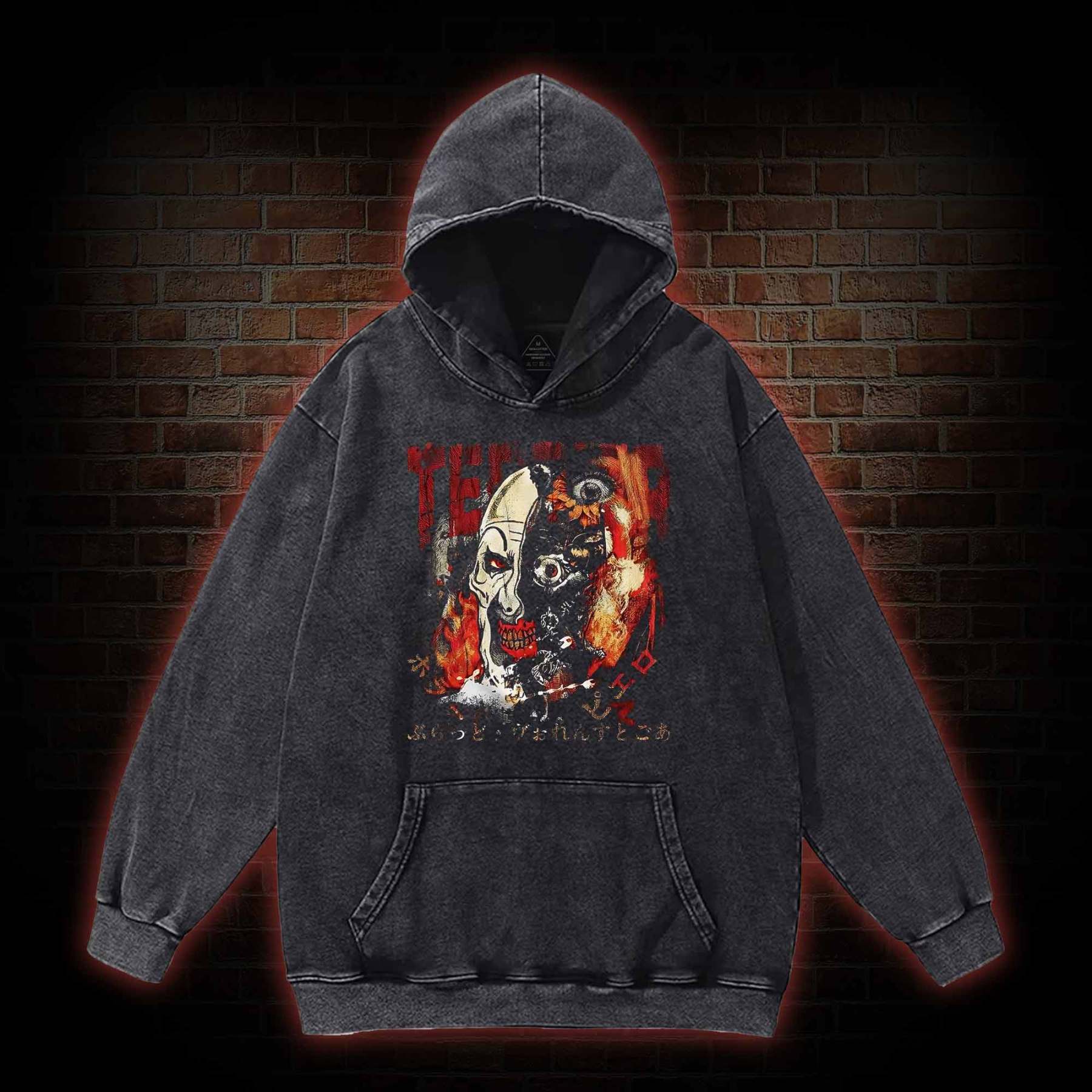 Crazy Clown Horror Washed Hoodie