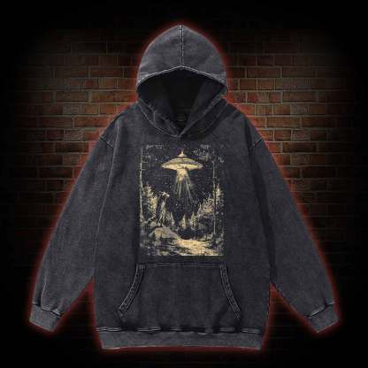  UFO and Raccoons Washed Hoodie
