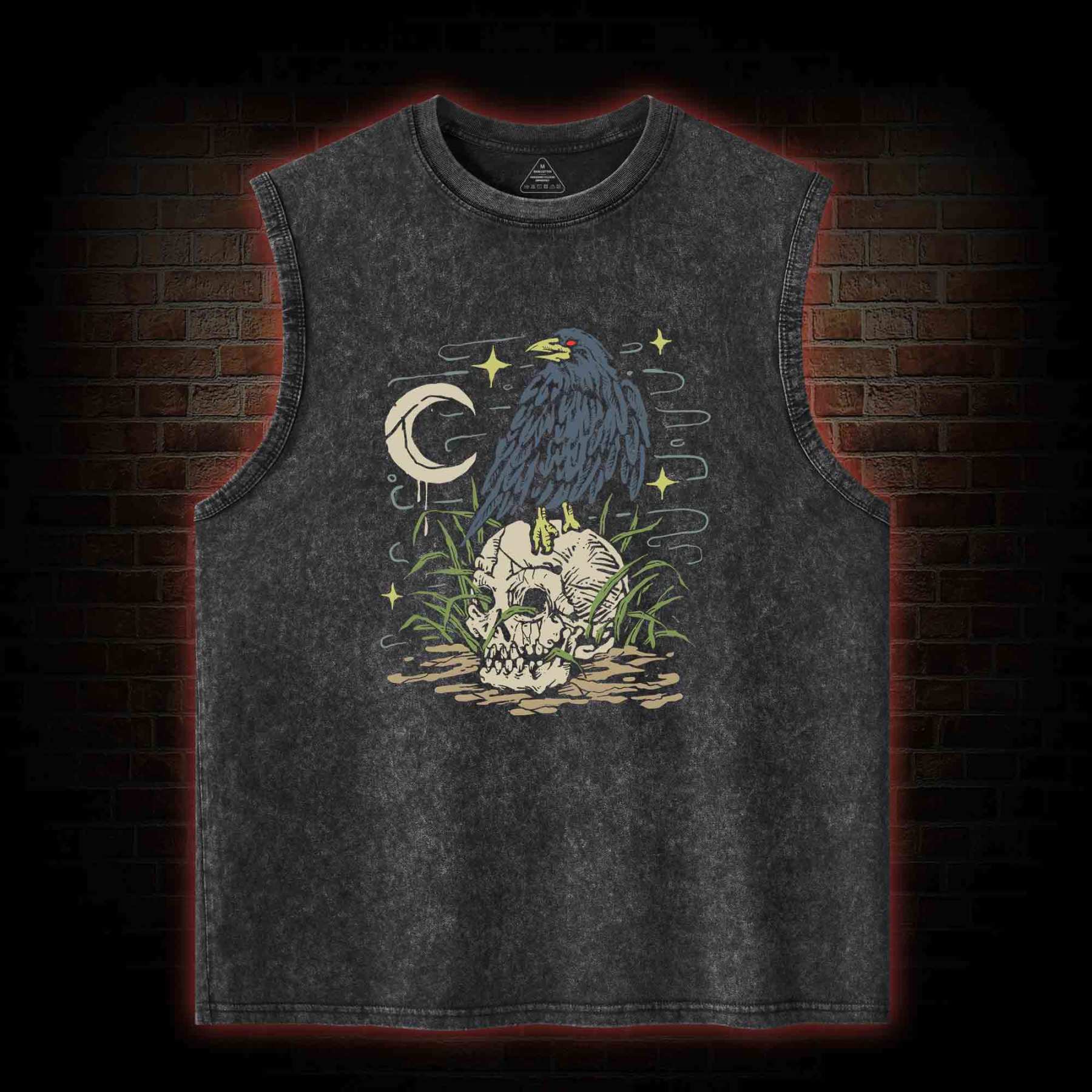 Crow and Skull Washed Tank Top