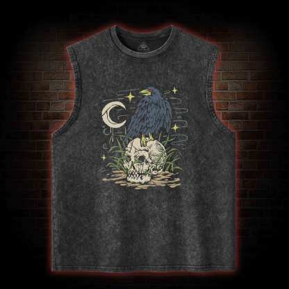 Crow and Skull Washed Tank Top