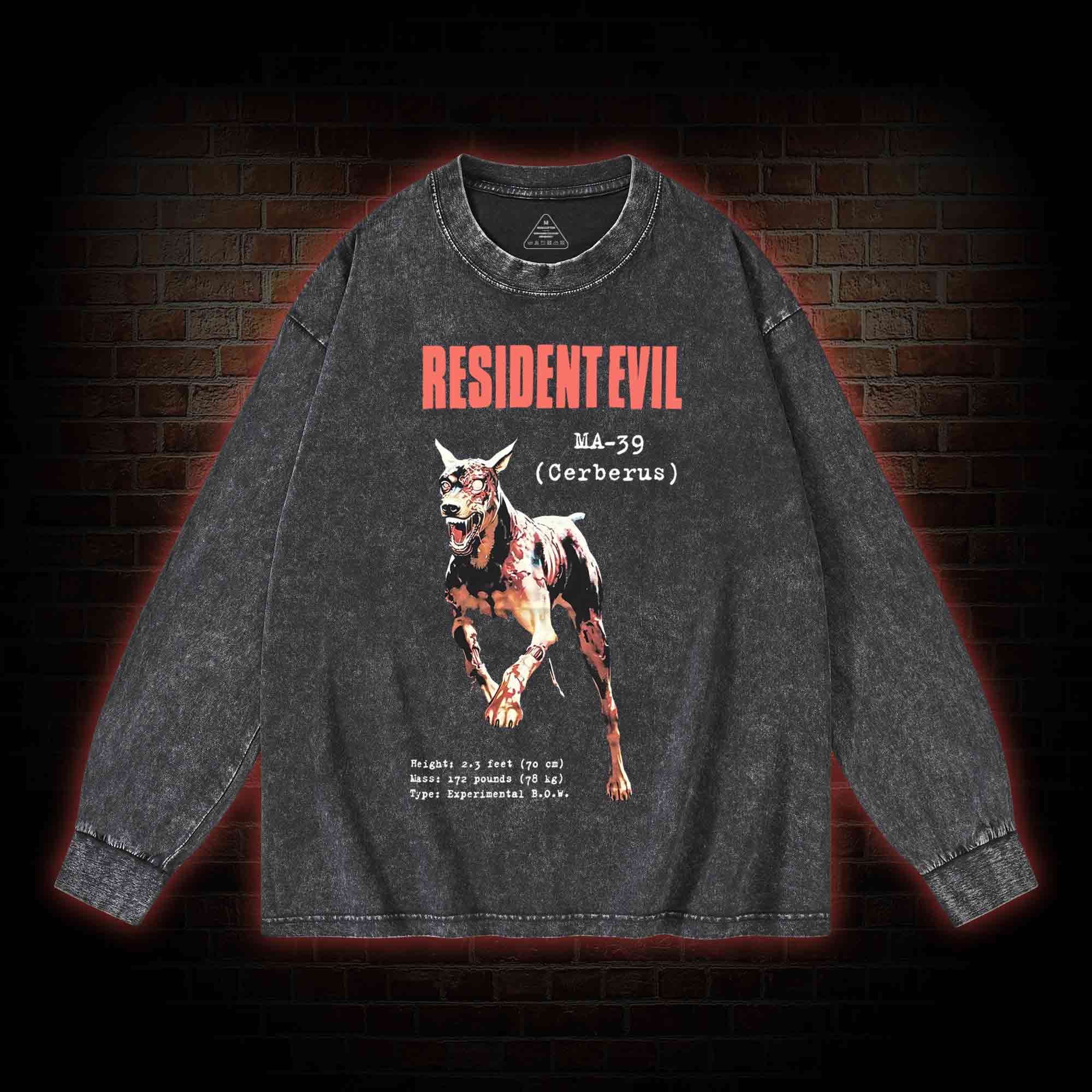 zombie dog Washed Long-Sleeve T-shirt