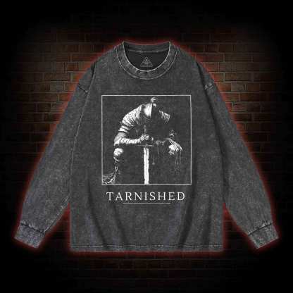 Dark Knight With Sword Washed Long-Sleeve T-shirt