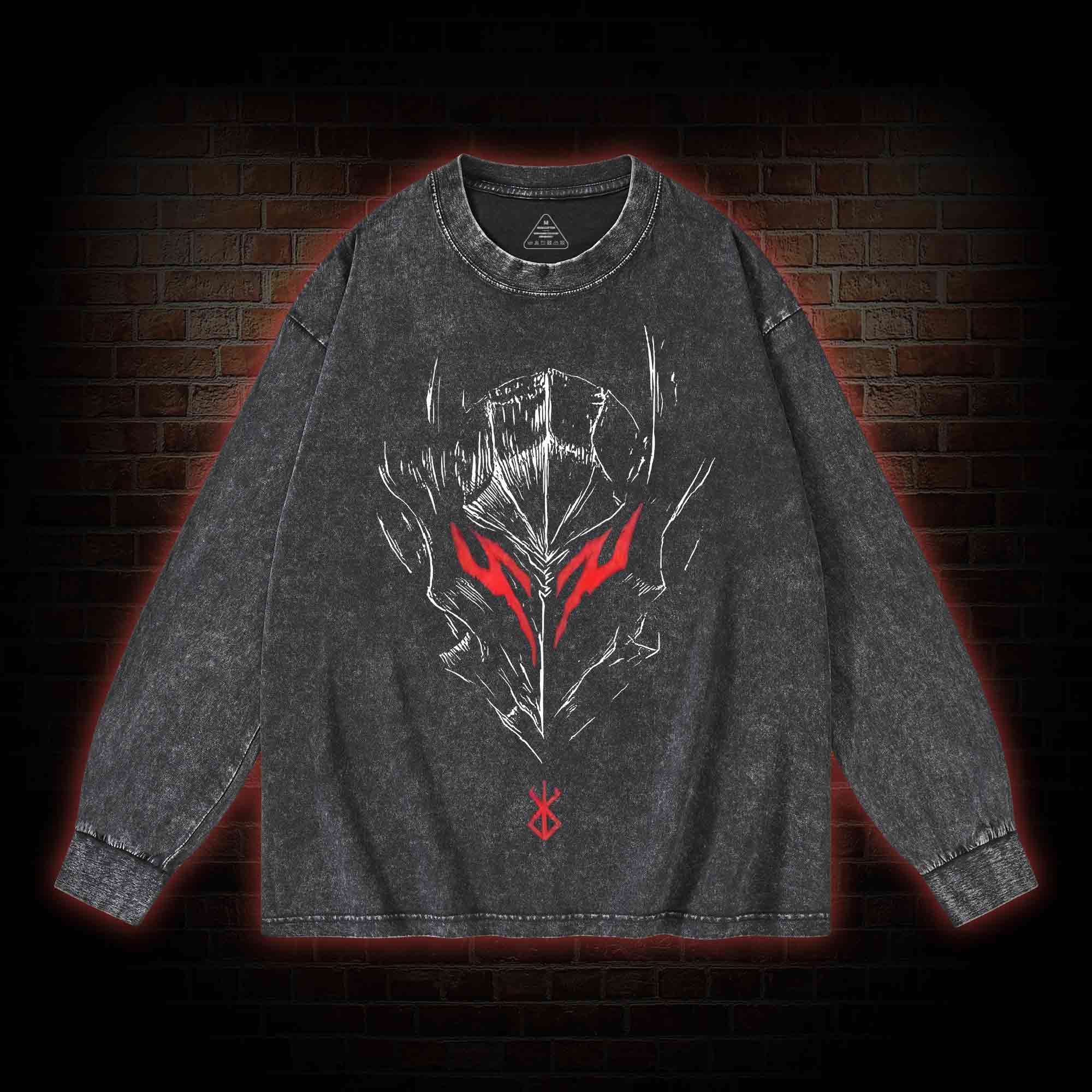 Berserker Mask Washed Long-Sleeve T-shirt