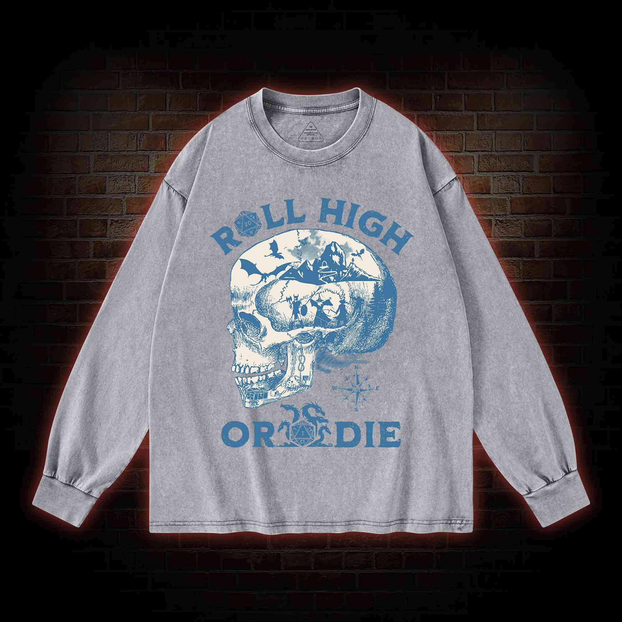 Roll High Or Die Washed Long-Sleeve T-shirt