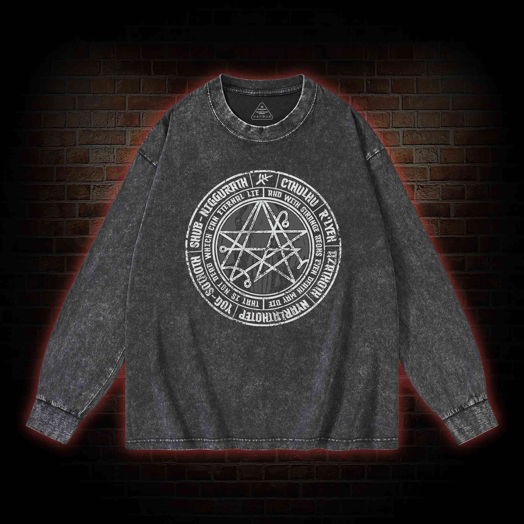 Cthulhu Gateway Sigil Washed Long-Sleeve T-shirt
