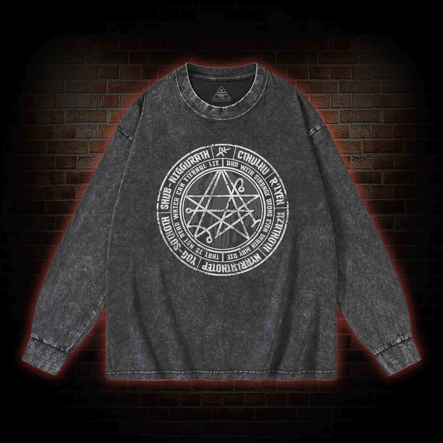 Cthulhu Gateway Sigil Washed Long-Sleeve T-shirt