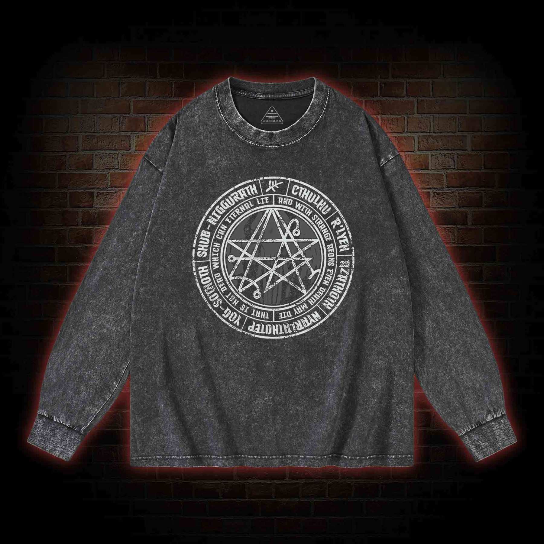 Cthulhu Gateway Sigil Washed Long-Sleeve T-shirt