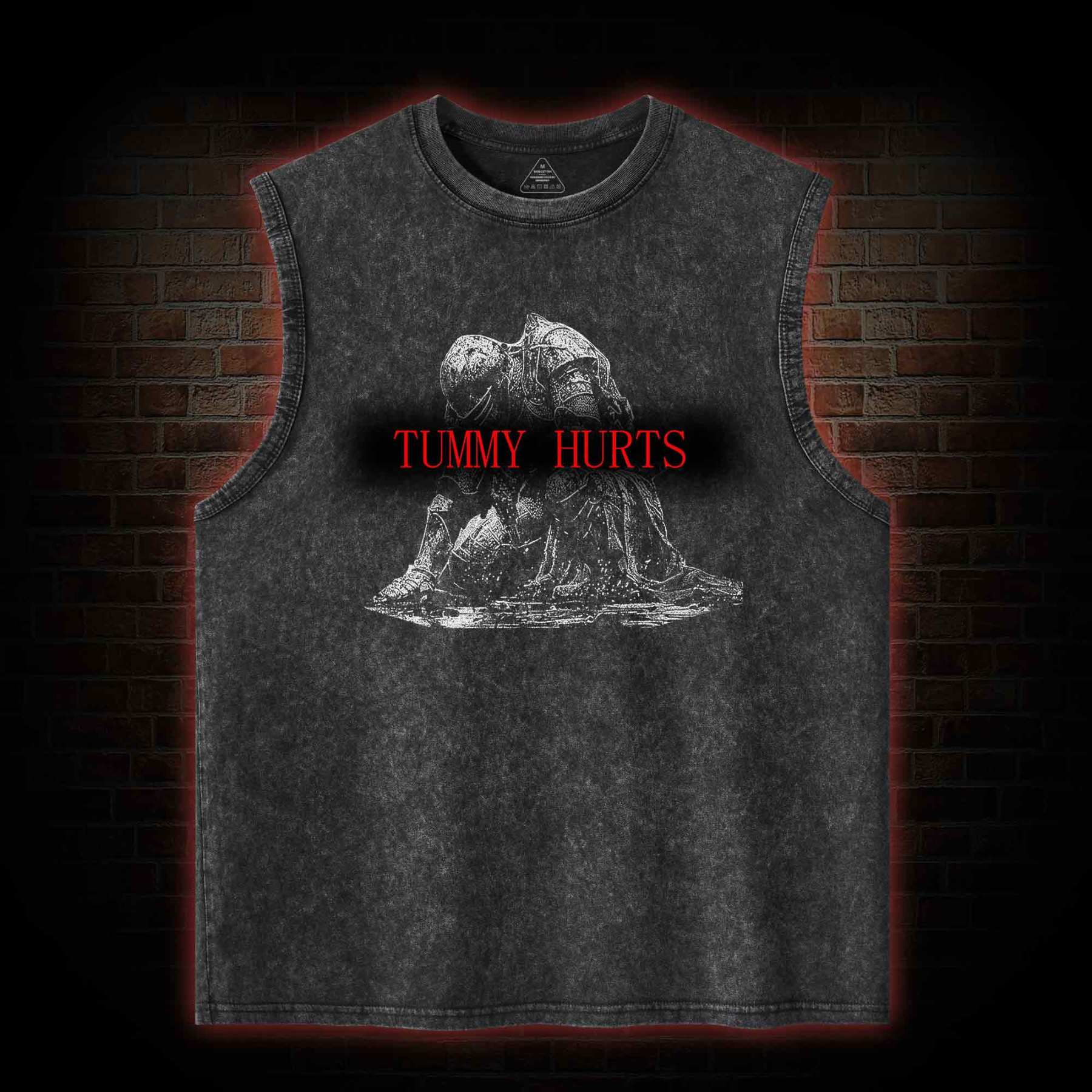 Retro Tummy Hurts Washed Tank Top