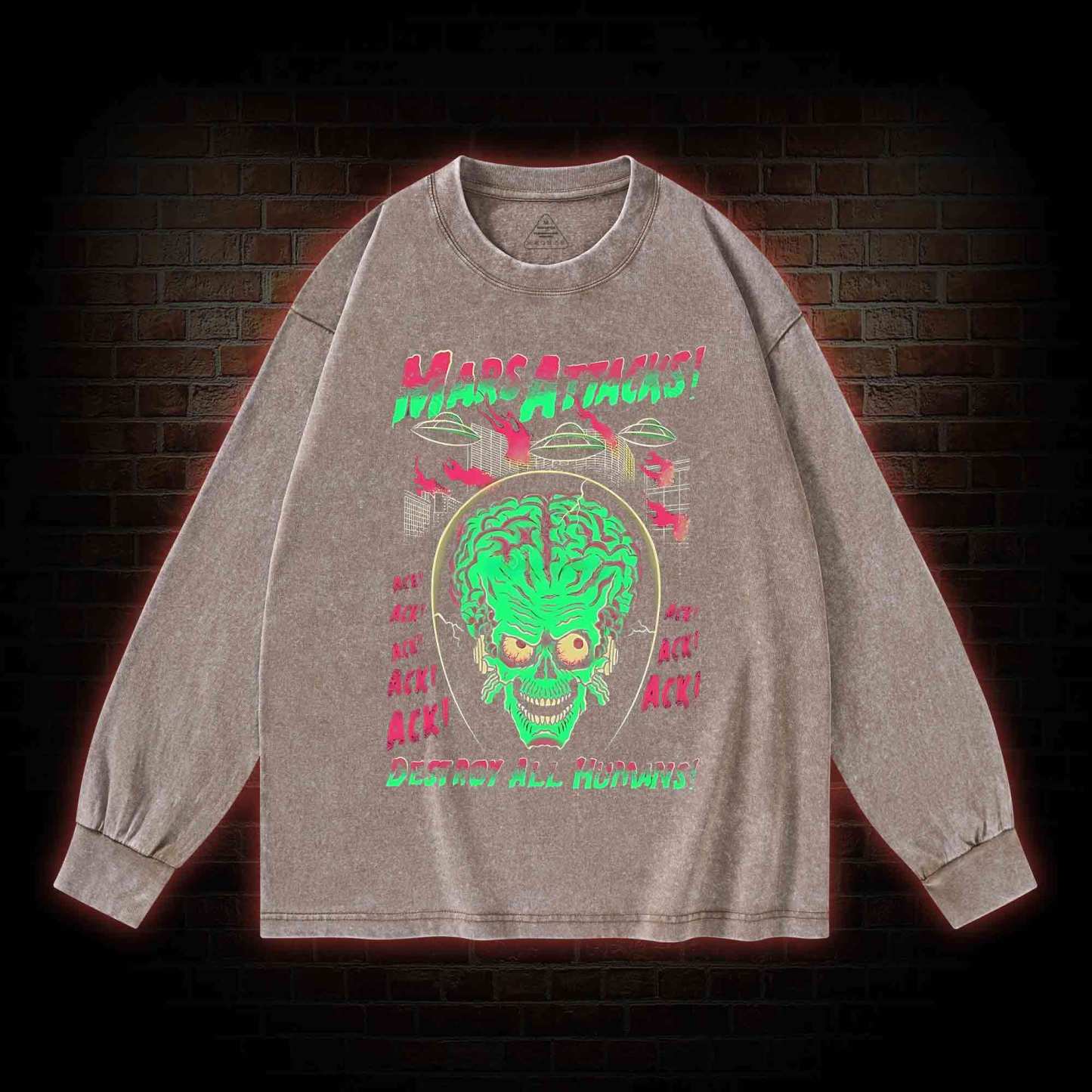 Destory All Humans Washed Long-Sleeve T-shirt