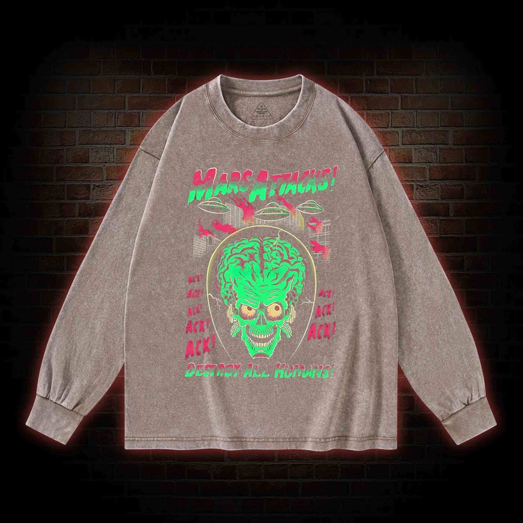 Destory All Humans Washed Long-Sleeve T-shirt