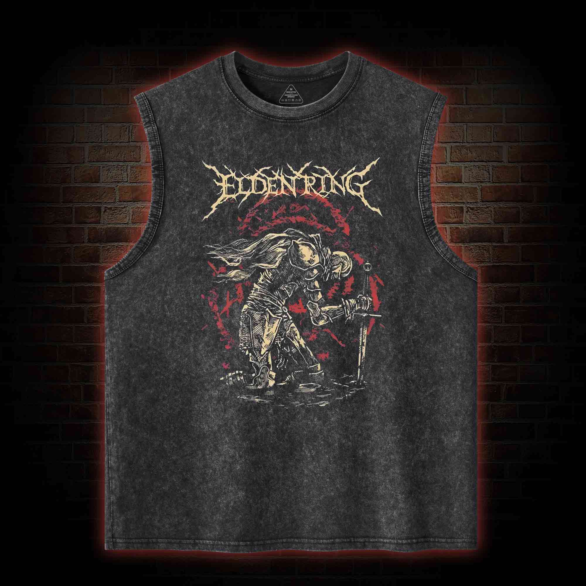 Golden Order Back Print Washed Tank Top