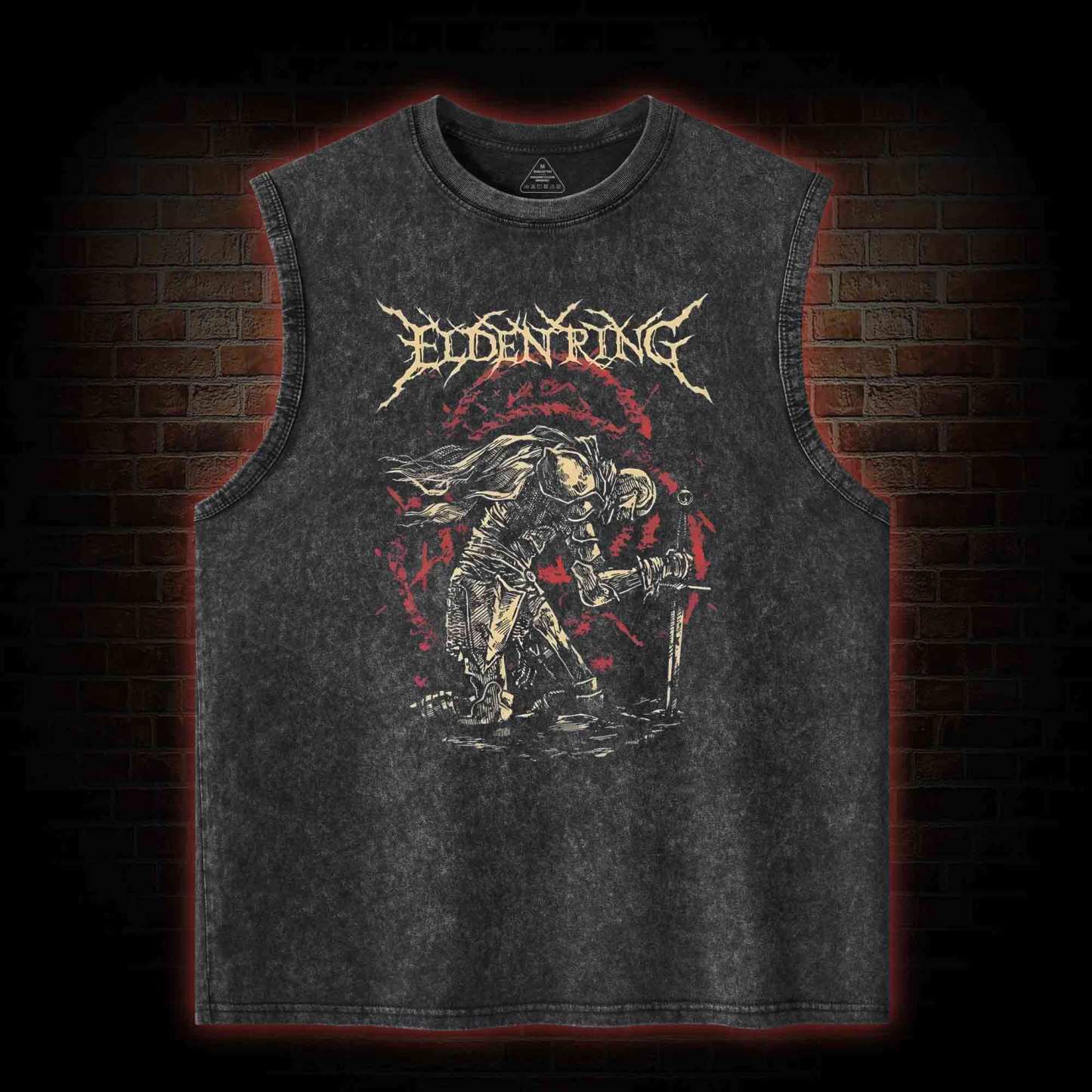 Golden Order Back Print Washed Tank Top