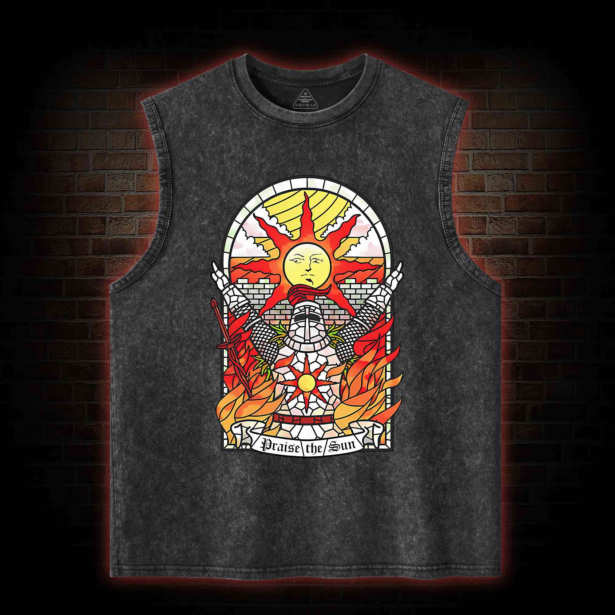 Praise the Sun Back Print Washed Tank Top