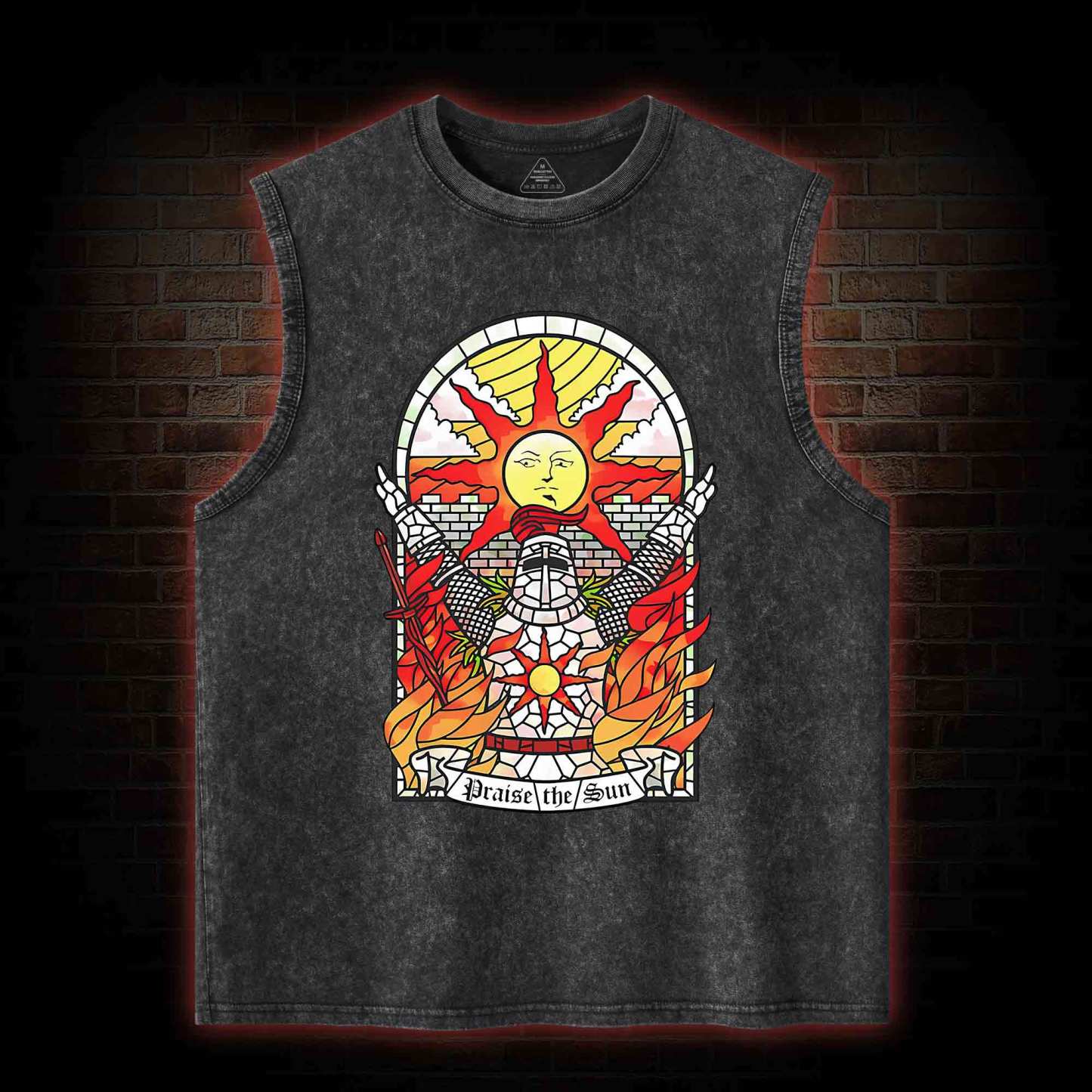 Praise the Sun Back Print Washed Tank Top