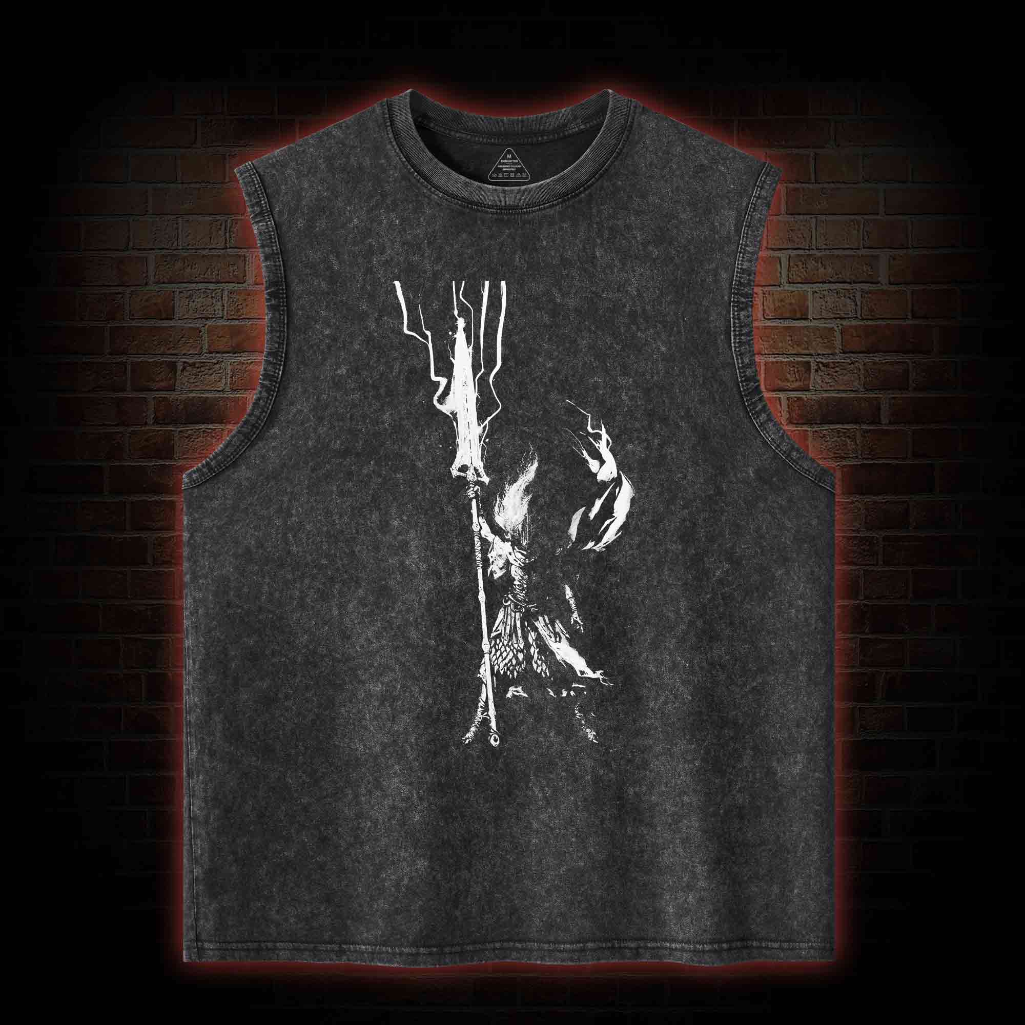 King of the Storm With Sword Washed Tank Top