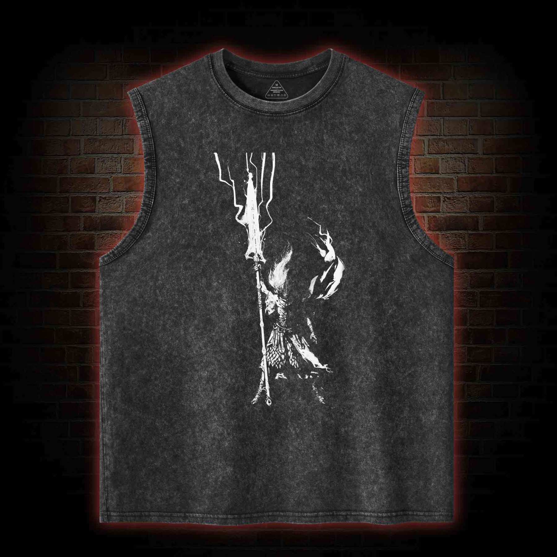 King of the Storm With Sword Washed Tank Top