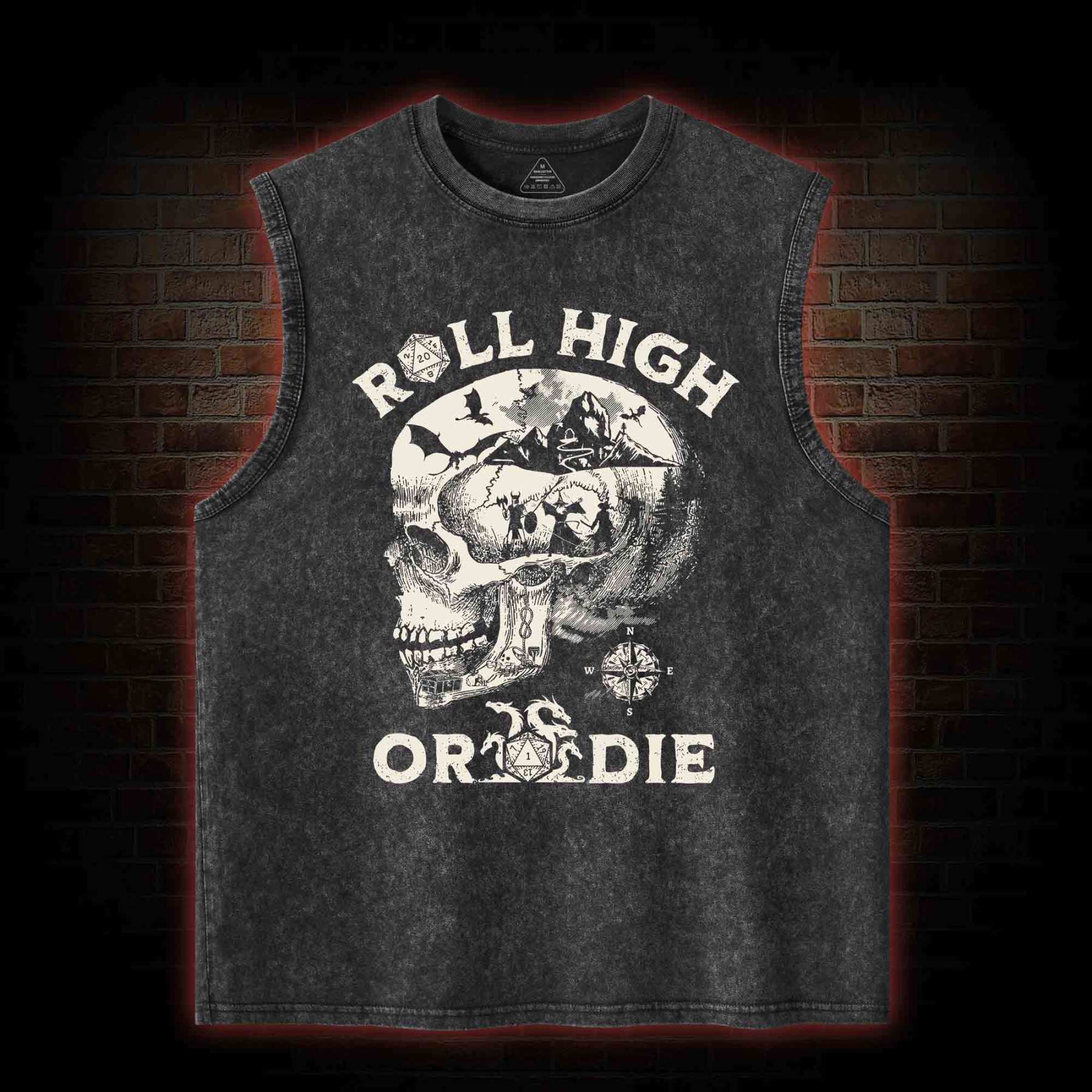 Roll High Or Die Washed Tank Top