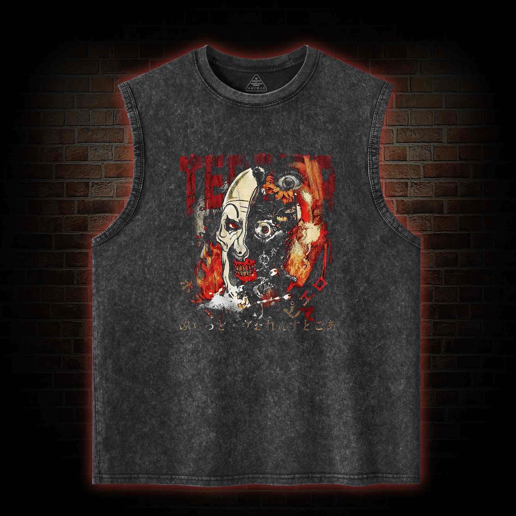 Crazy Clown Horror Washed Tank Top