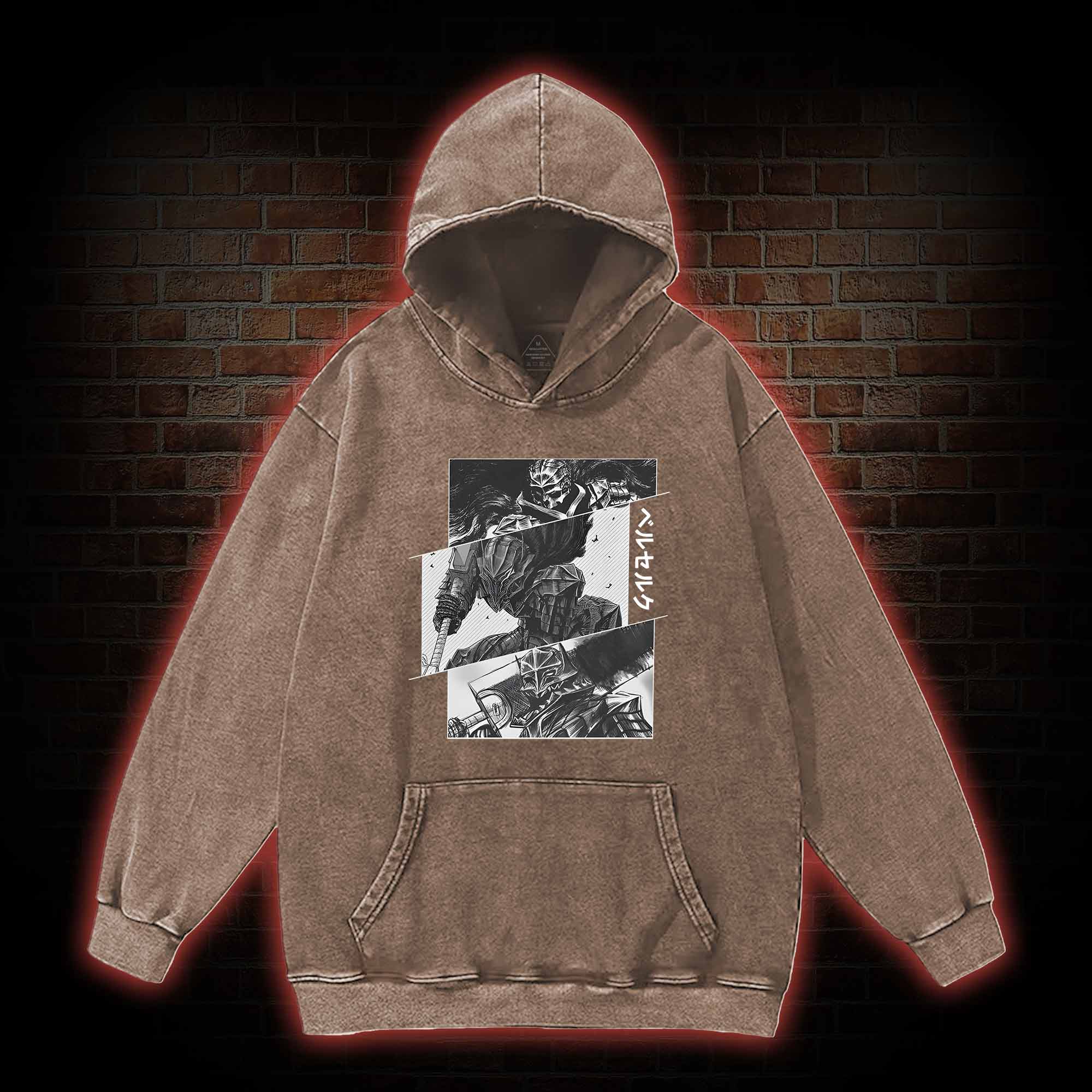 Black Swordsman Washed Hoodie
