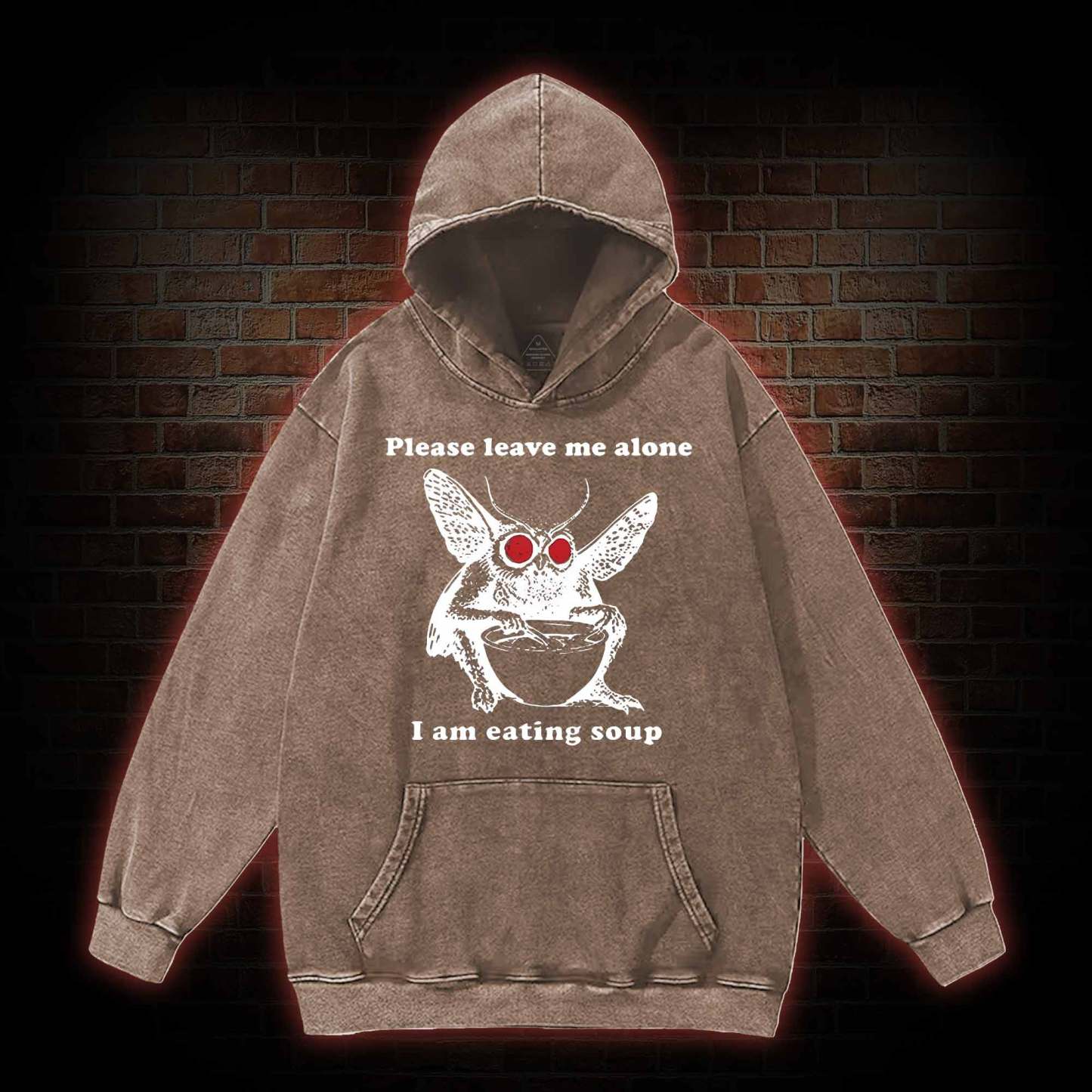 Mothman Eating Soup Washed Hoodie