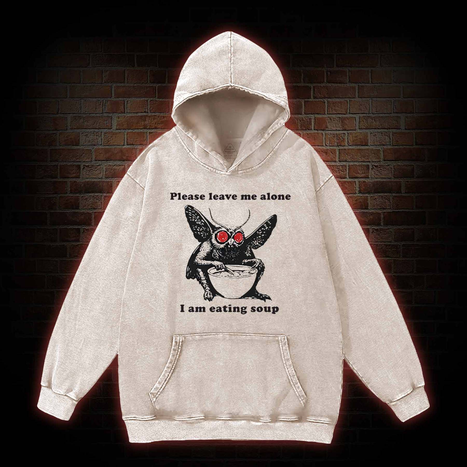 Mothman Eating Soup Washed Hoodie