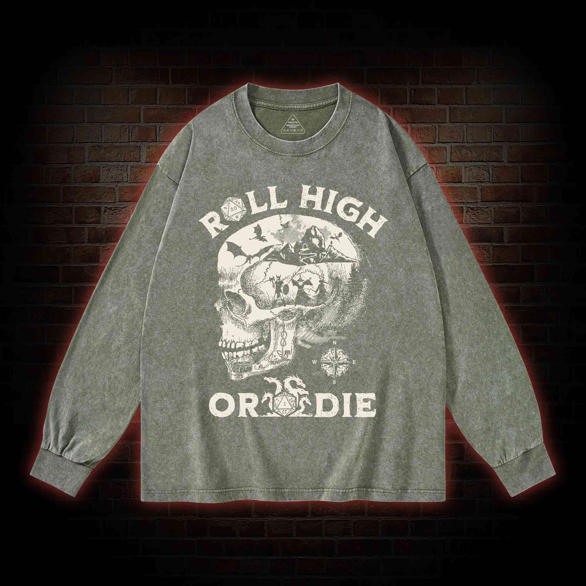 Roll High Or Die Washed Long-Sleeve T-shirt