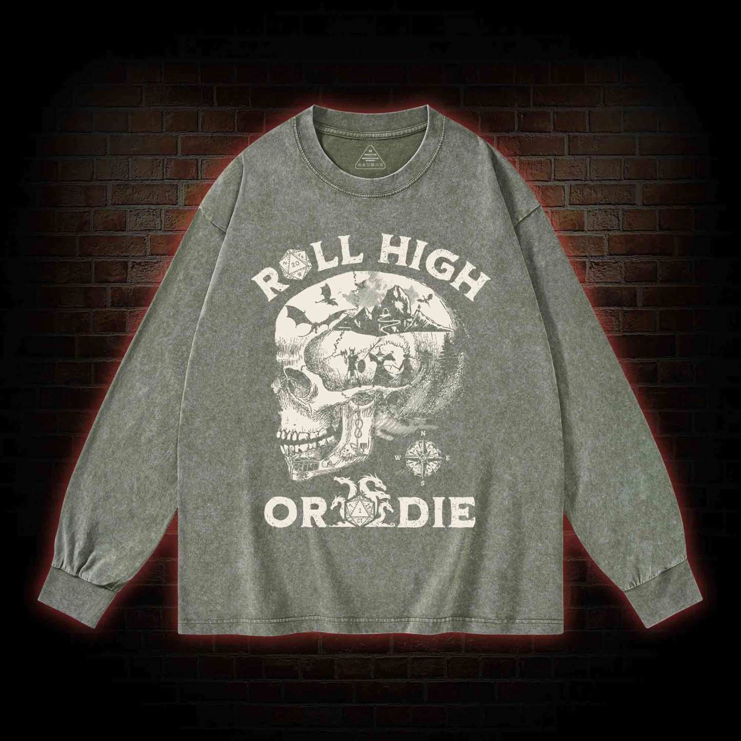 Roll High Or Die Washed Long-Sleeve T-shirt
