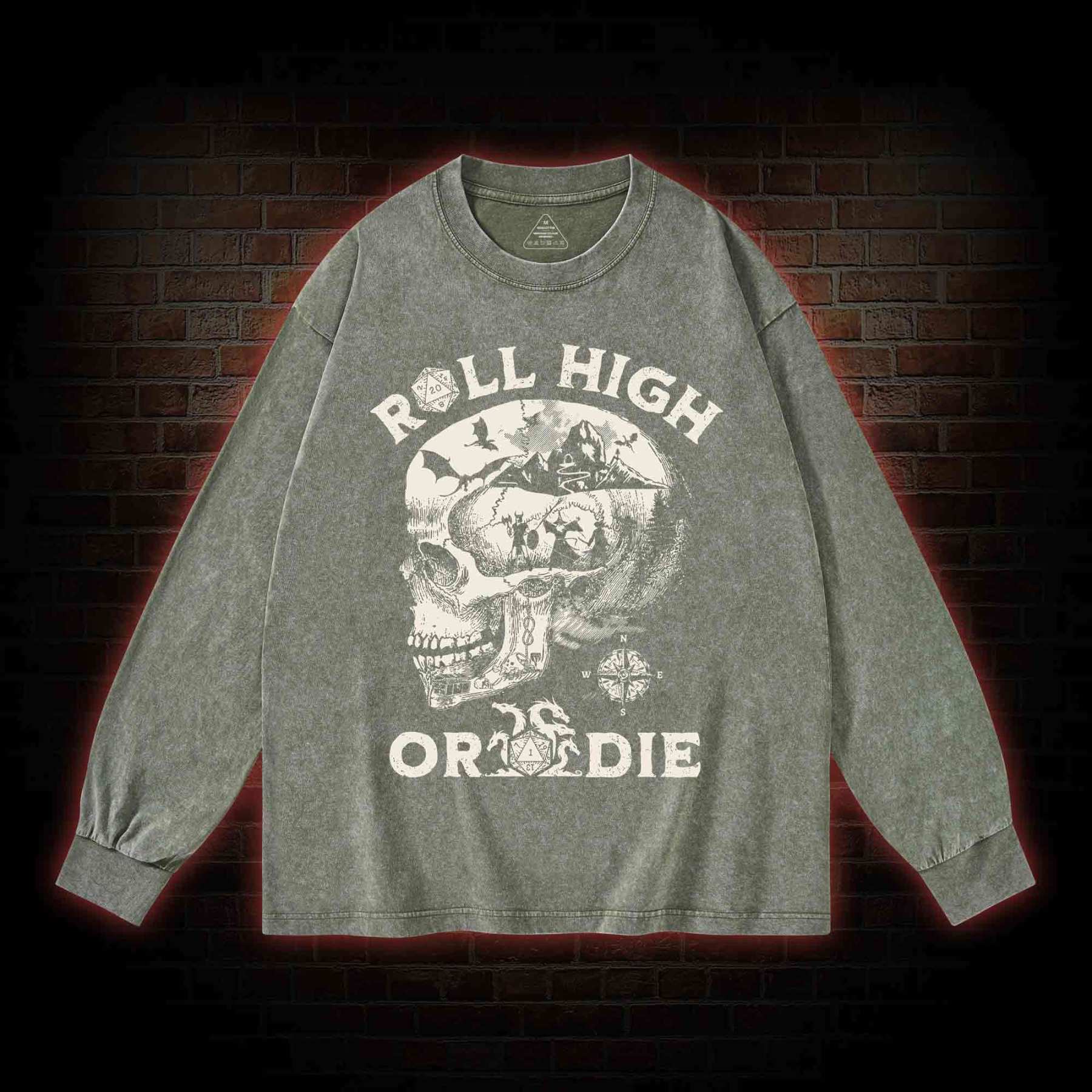 Roll High Or Die Washed Long-Sleeve T-shirt