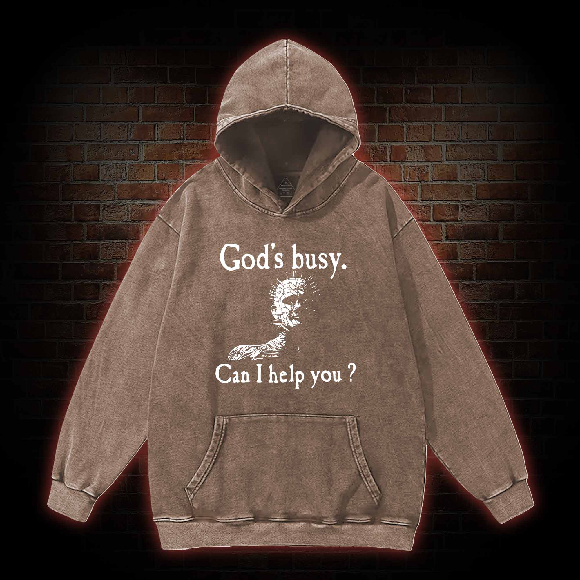 God’s Busy Can I Help You Washed Hoodie