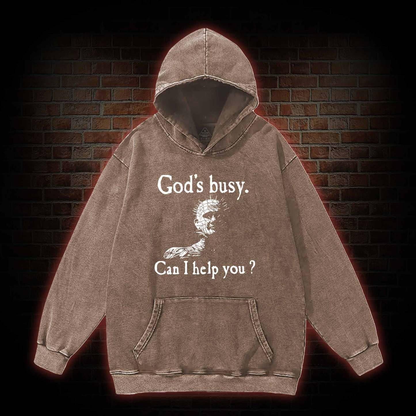 God’s Busy Can I Help You Washed Hoodie