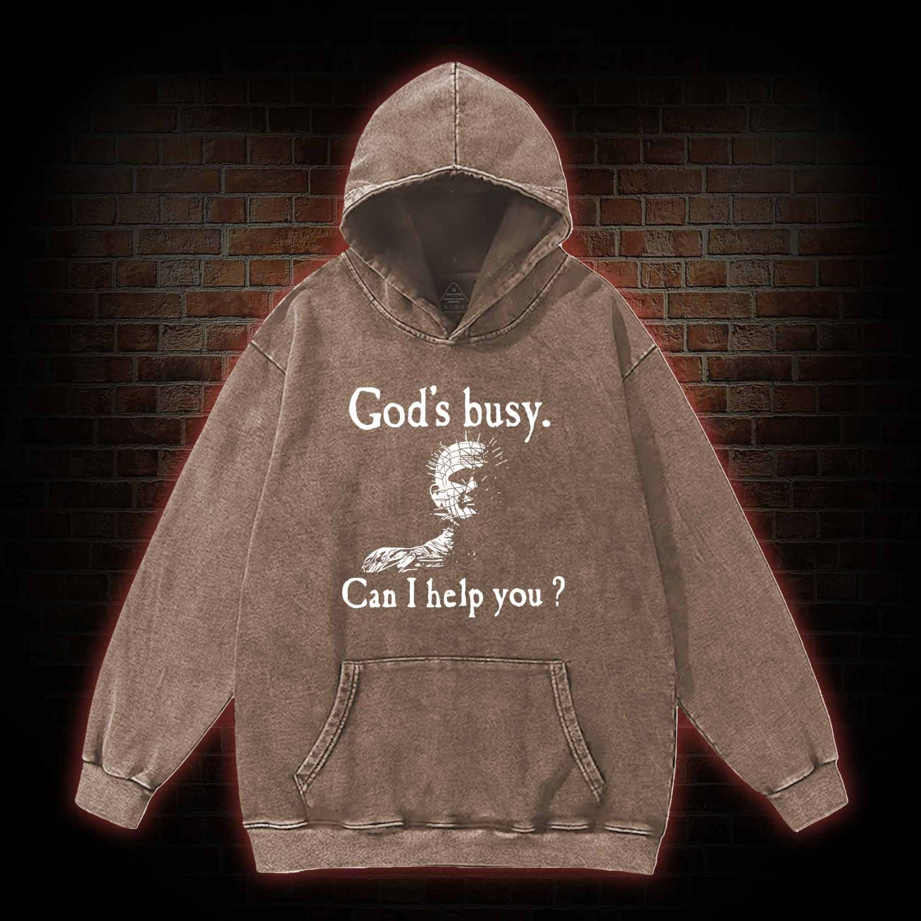 God’s Busy Can I Help You Washed Hoodie