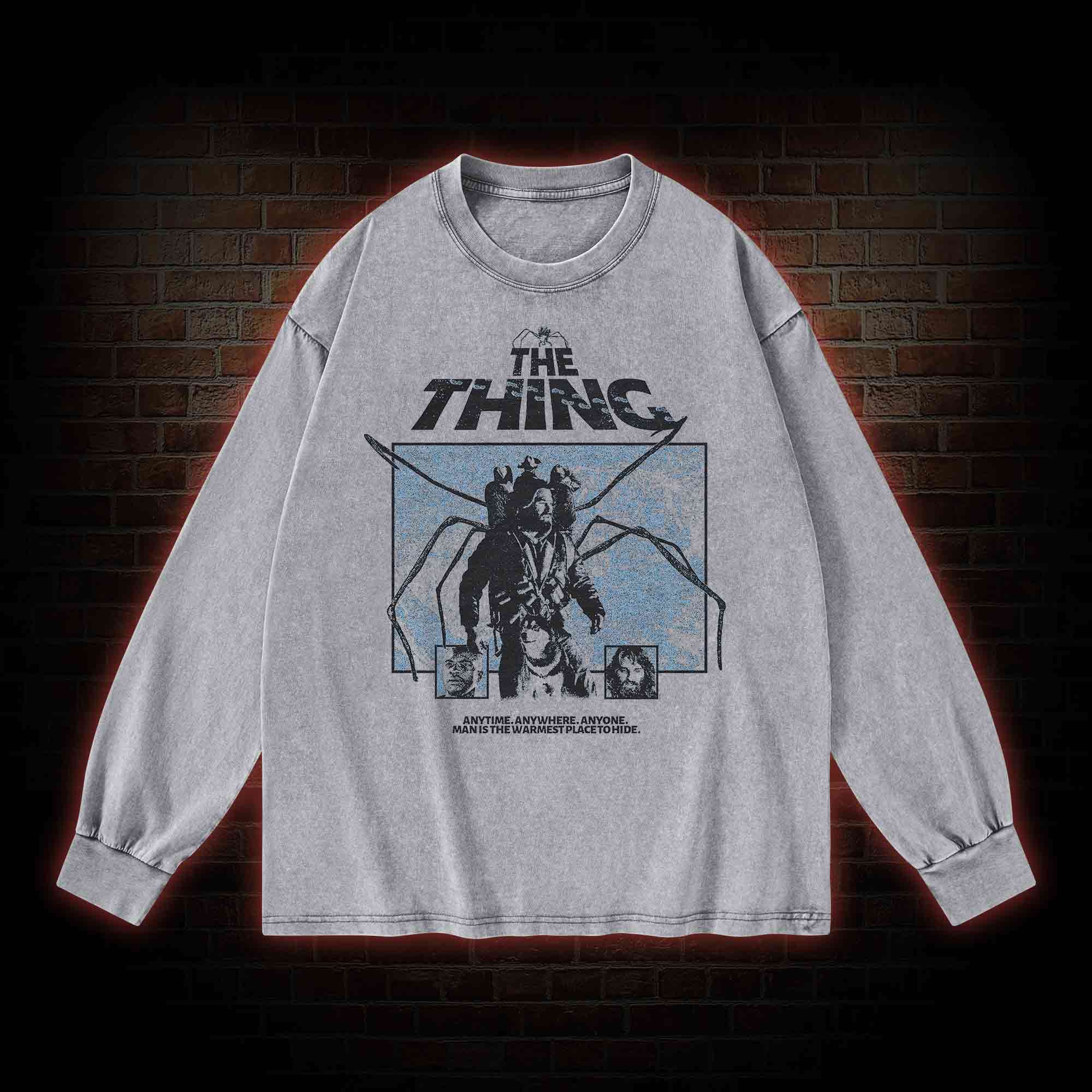 Man Is The Warmest Place To Hide Washed Long-Sleeve T-shirt