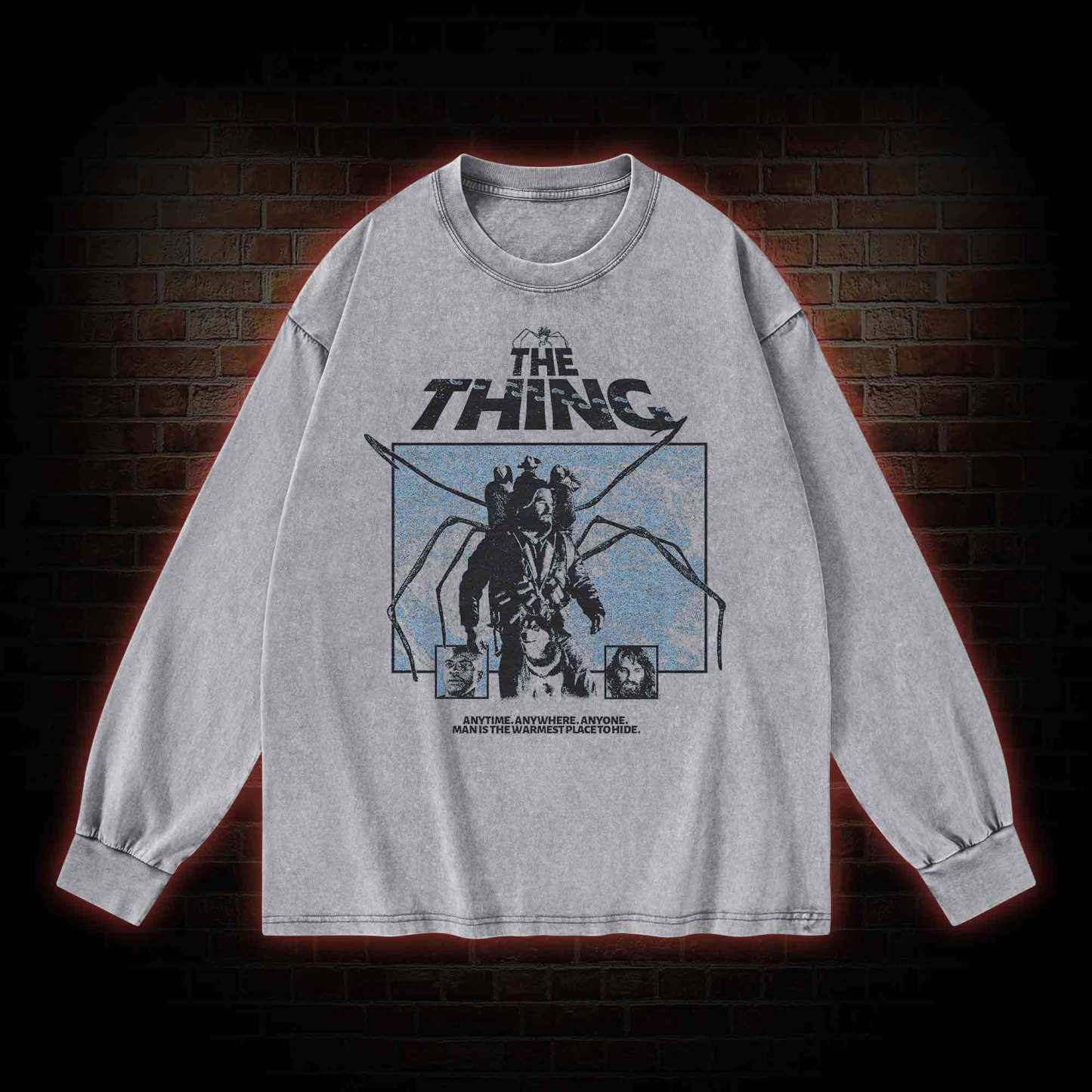 Man Is The Warmest Place To Hide Washed Long-Sleeve T-shirt