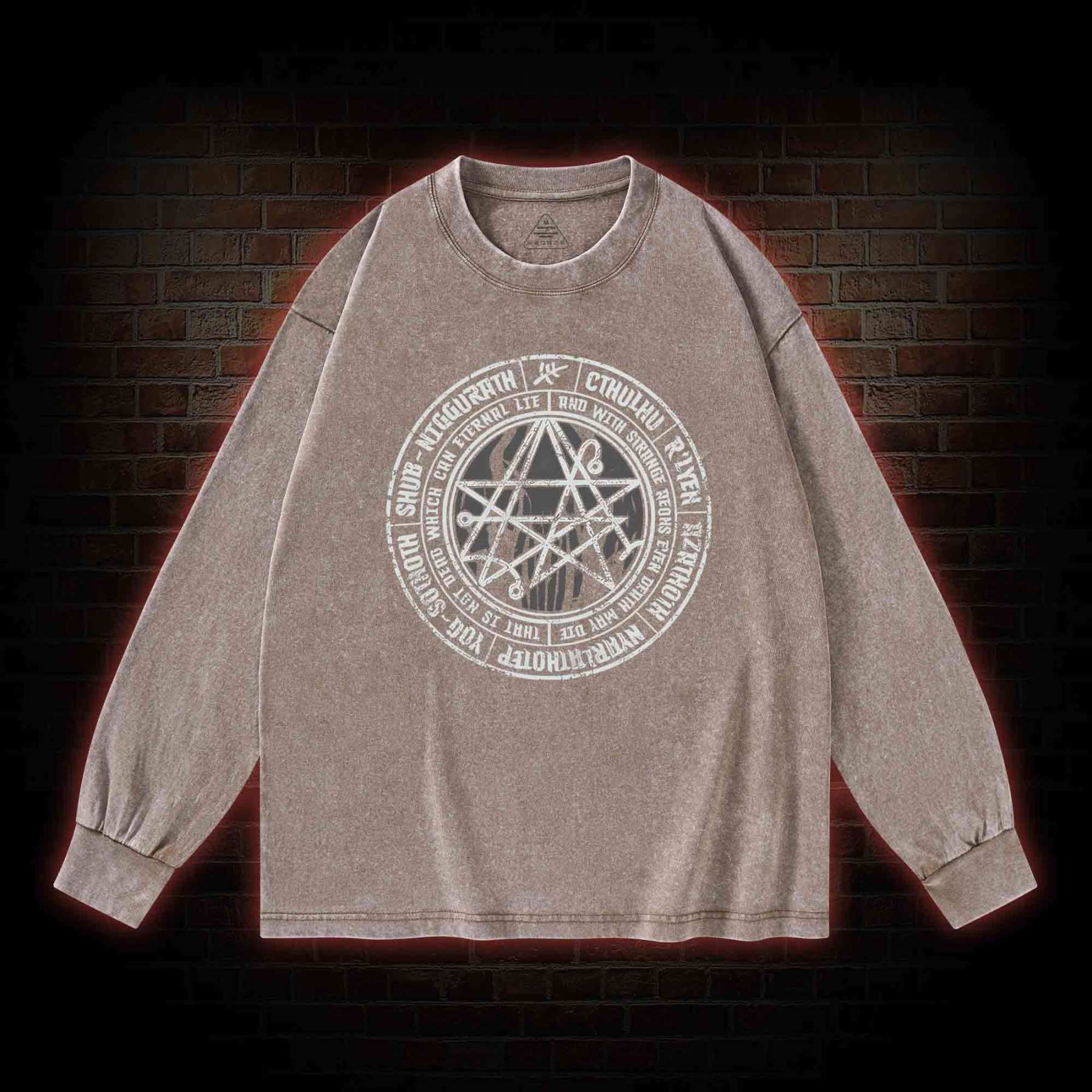 Cthulhu Gateway Sigil Washed Long-Sleeve T-shirt