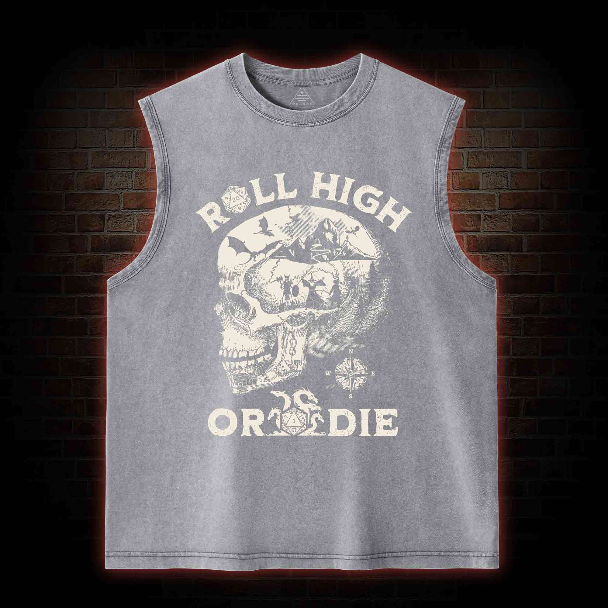 Roll High Or Die Washed Tank Top