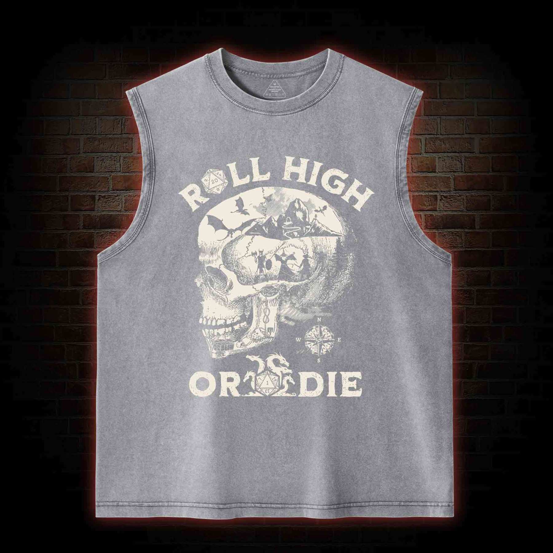 Roll High Or Die Washed Tank Top