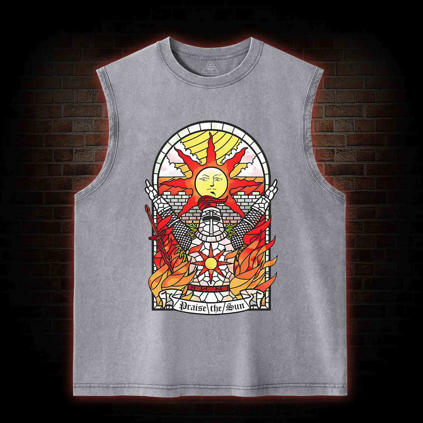 Praise the Sun Back Print Washed Tank Top