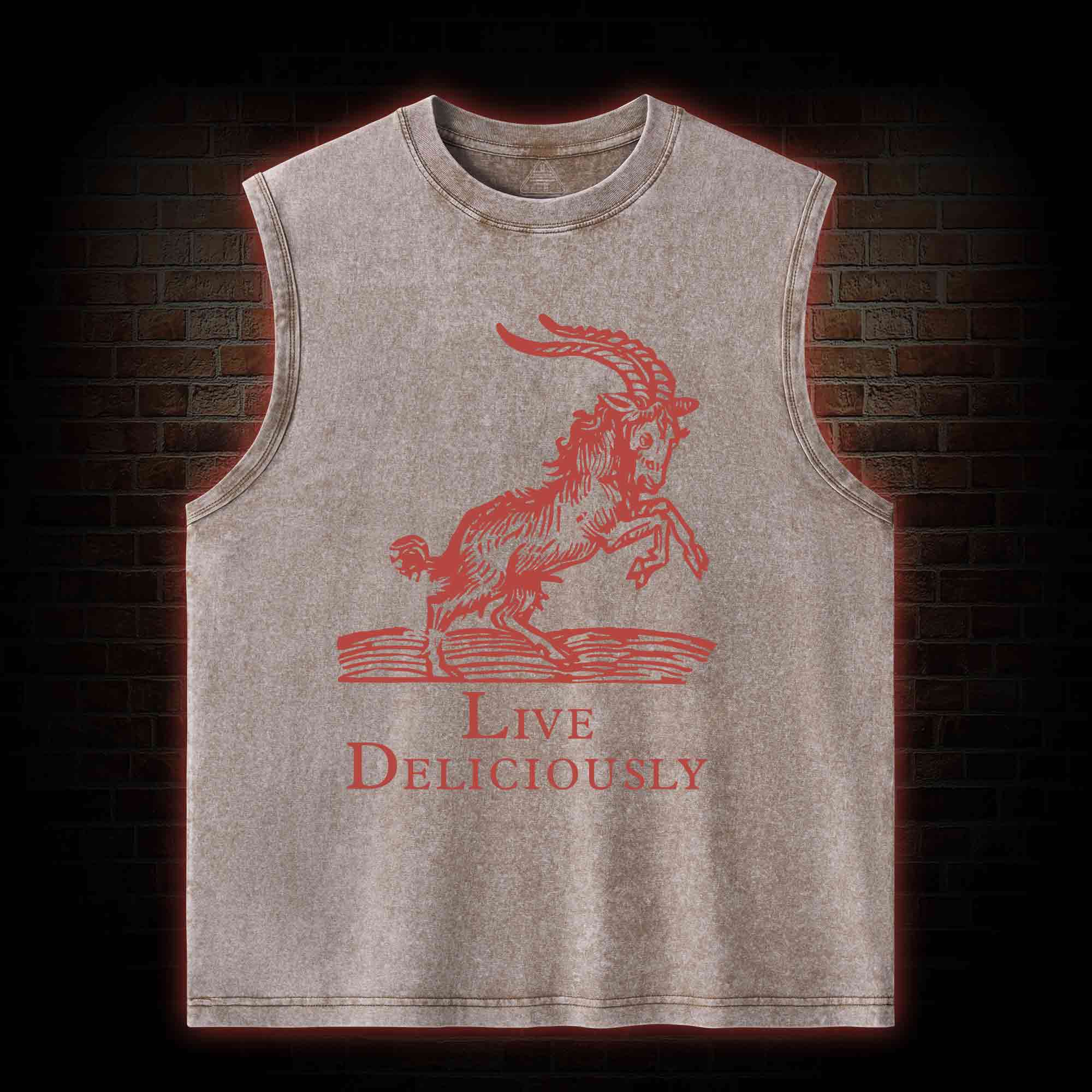 Live Deliciously Washed Tank Top